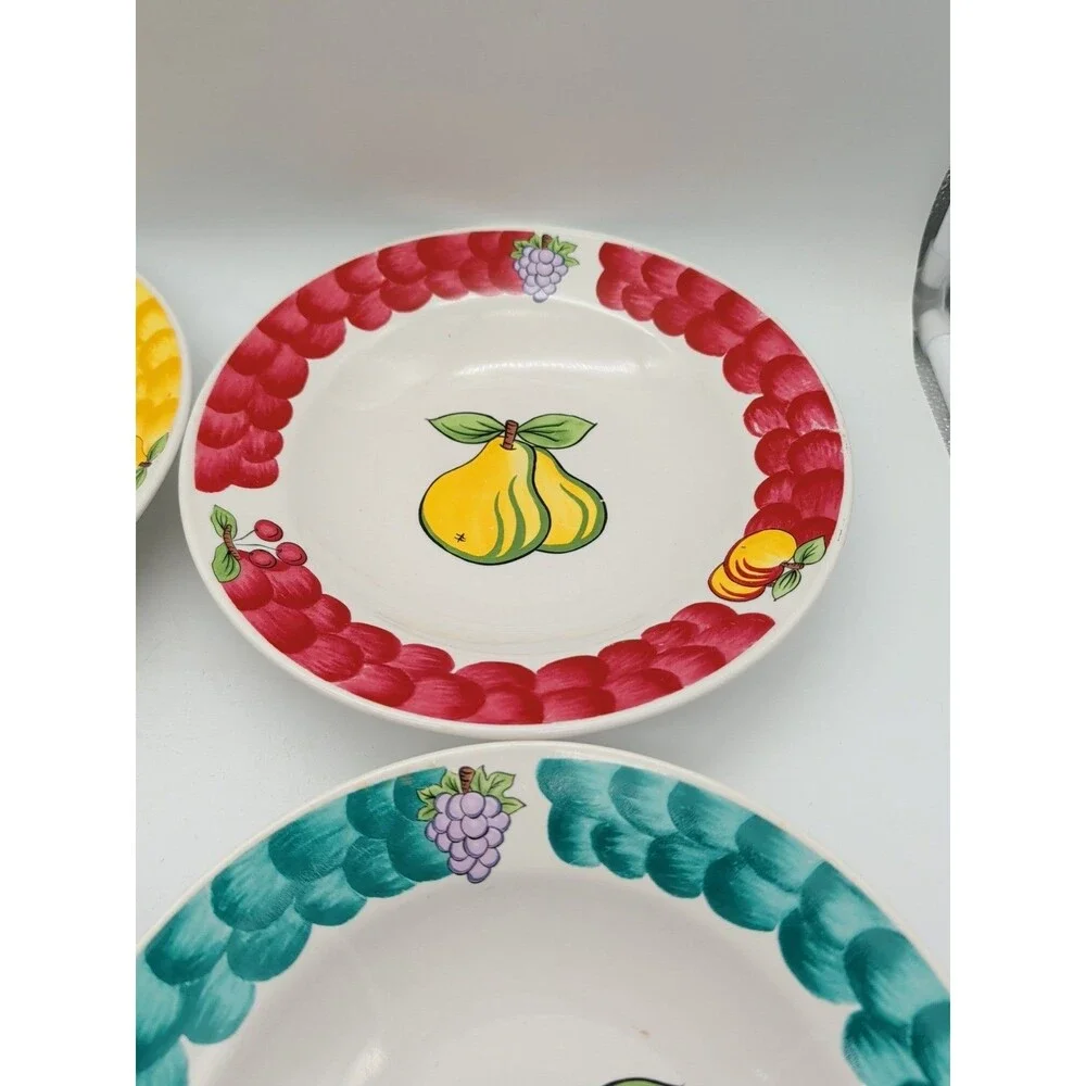 Tabletops Unlimited 4 Bowls Italian Fruit Pasta Soup Rimmed Grapes Damage